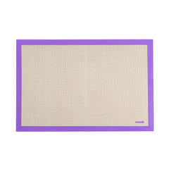 Rectangle Tan and Purple Silicone Full Size Baking Mat - Allergen Safe, Color-Coded - 15 3/4
