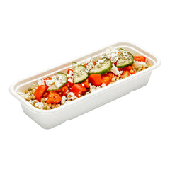 Pulp Tek 17 oz Rectangle White Sugarcane / Bagasse Catering Container - 9 1/4
