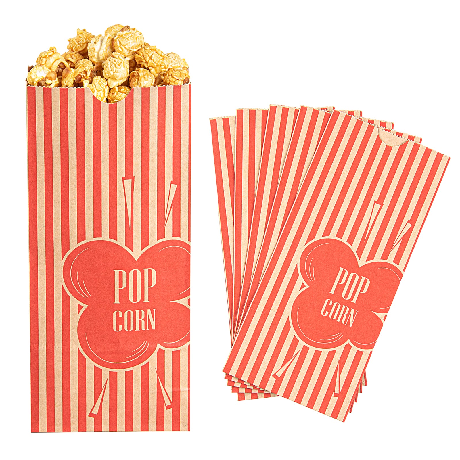 Bag Tek oz Red and Kraft Paper Popcorn Bag 1/4