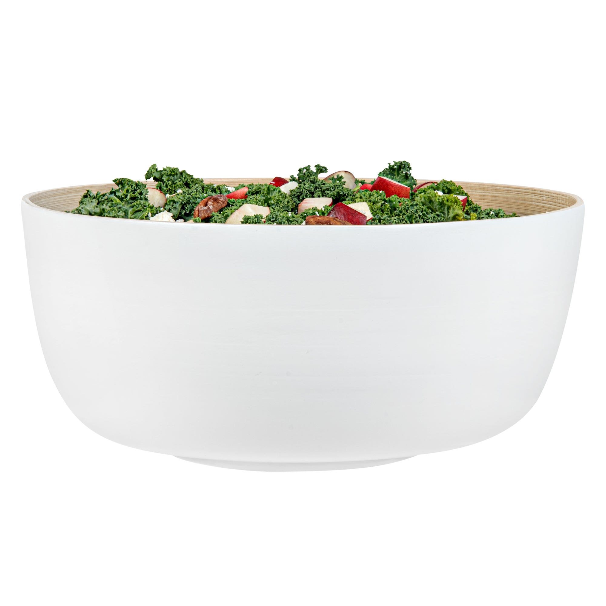 Bambuddha 51 oz Round White Spun Bamboo Extra Large Salad Bowl