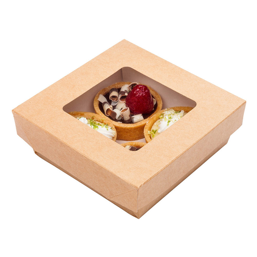 Cafe Vision 13 oz Square Kraft Paper Small Take Out Container - 4 1/2" x 4 1/2" x 1 1/2" - 200 count box