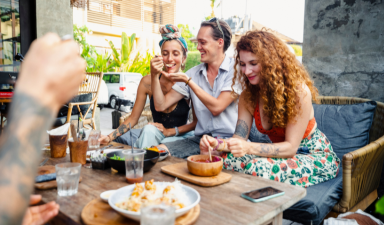 group of people eating