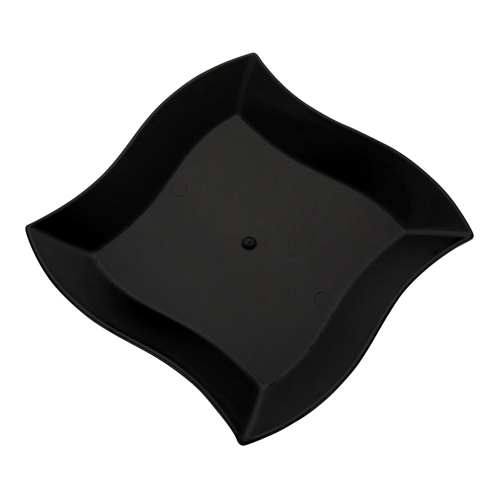 Maxi Serve 100 Square Black 7" Plastic Medium Aqua Plates and 100 Moderna Silver Plastic Cutlery Sets