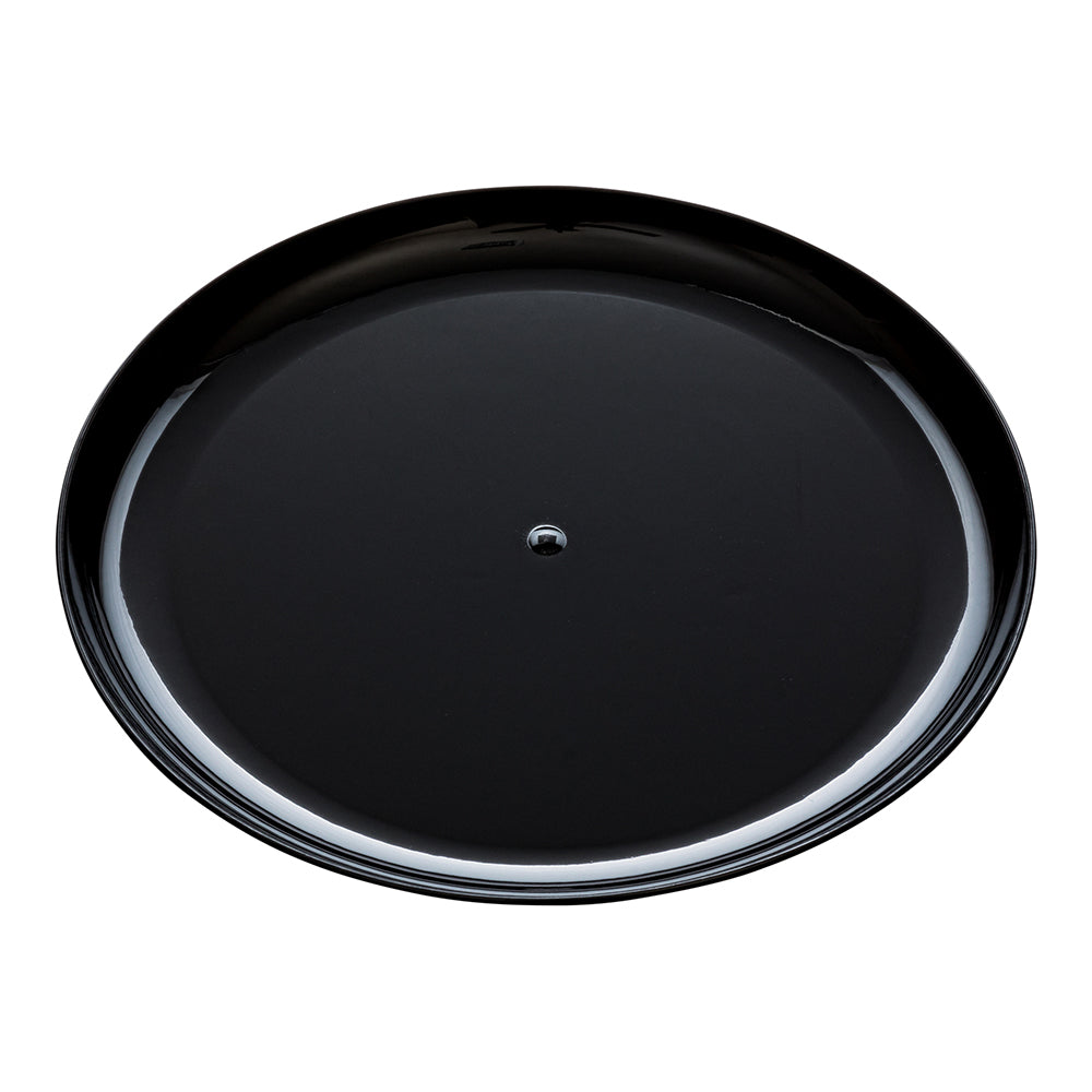 Maxi Serve 100 Round Black 9" Plastic Elegant Plates and 100 Moderna Silver Plastic Cutlery Sets