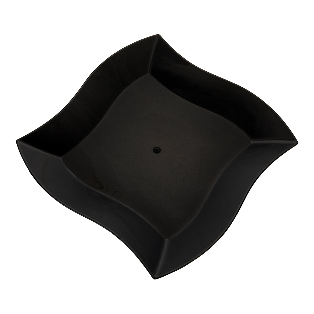 Maxi Serve 100 Square Black 9" Plastic Large Aqua Plates and 100 Argento Silver Plastic Cutlery Sets