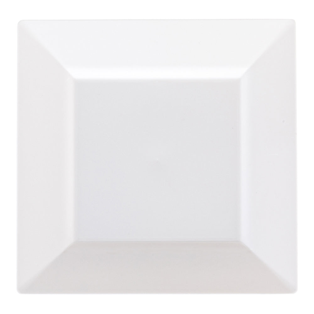 Maxi Serve 100 Square White 9 1/2" Plastic Modern Plates and 100 Argento Silver Plastic Cutlery Sets