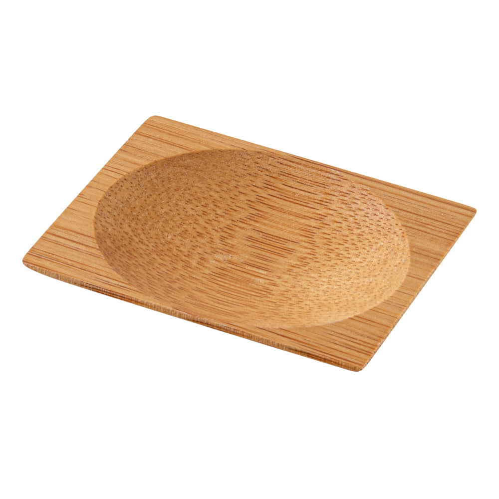 Bambuddha 100 Rectangle Natural 3" Bamboo Dishes and 100 Natural Bamboo 3.5" Mini Spoons