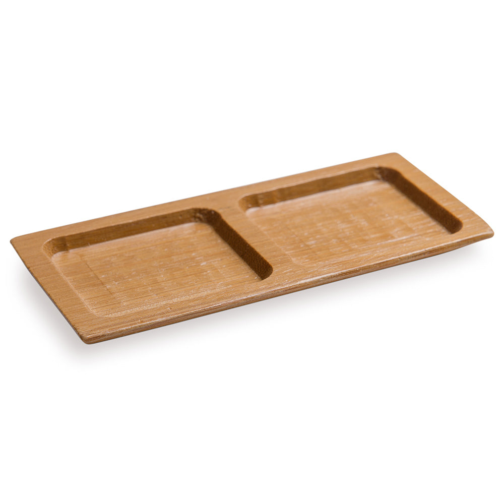 Bambuddha 100 Rectangle Natural 4.75" Bamboo Duo Plates and 100 Natural Bamboo 3.5" Mini Spoons