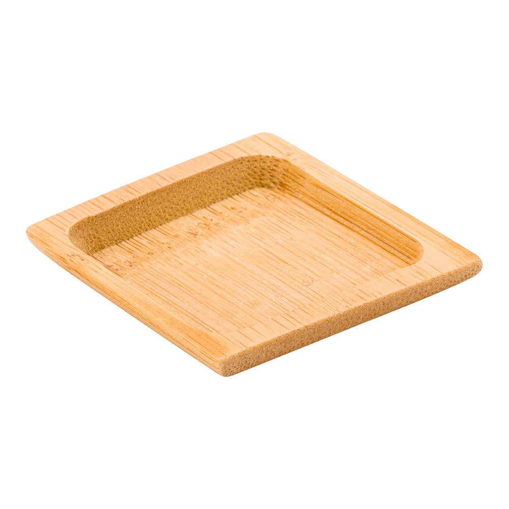 Bambuddha 100 Square Natural 2.5" Bamboo Carved Plates and 100 Natural Bamboo 3.5" Mini Spoons