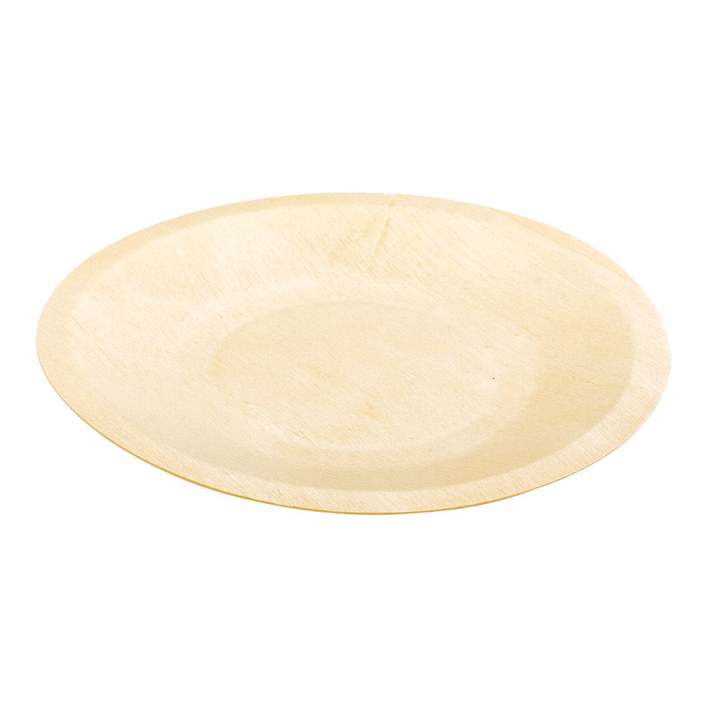 Bambuddha 200 Round Natural 5.5" Wood Plates and 200 Natural Bamboo 3.5" Mini Spoons
