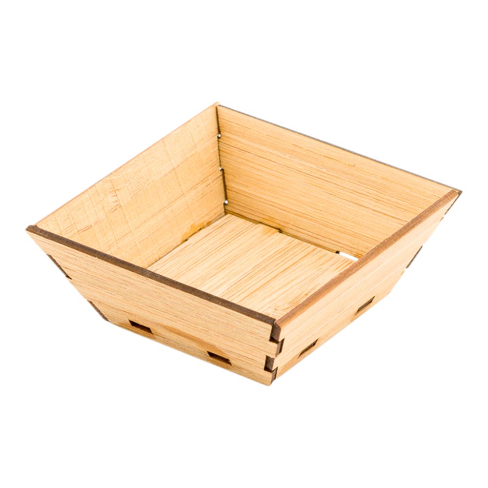 Bambuddha 100 1.5 oz Square Natural Bamboo Mini Kova Bowls and 100 Natural Bamboo 3.5" Mini Forks