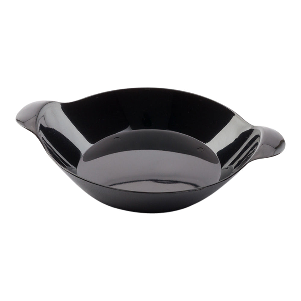 Mini Serve 100 Oval Black 3.75" Plastic Mini Handled Plates and 100 Silver Plastic 4" Mini Forks
