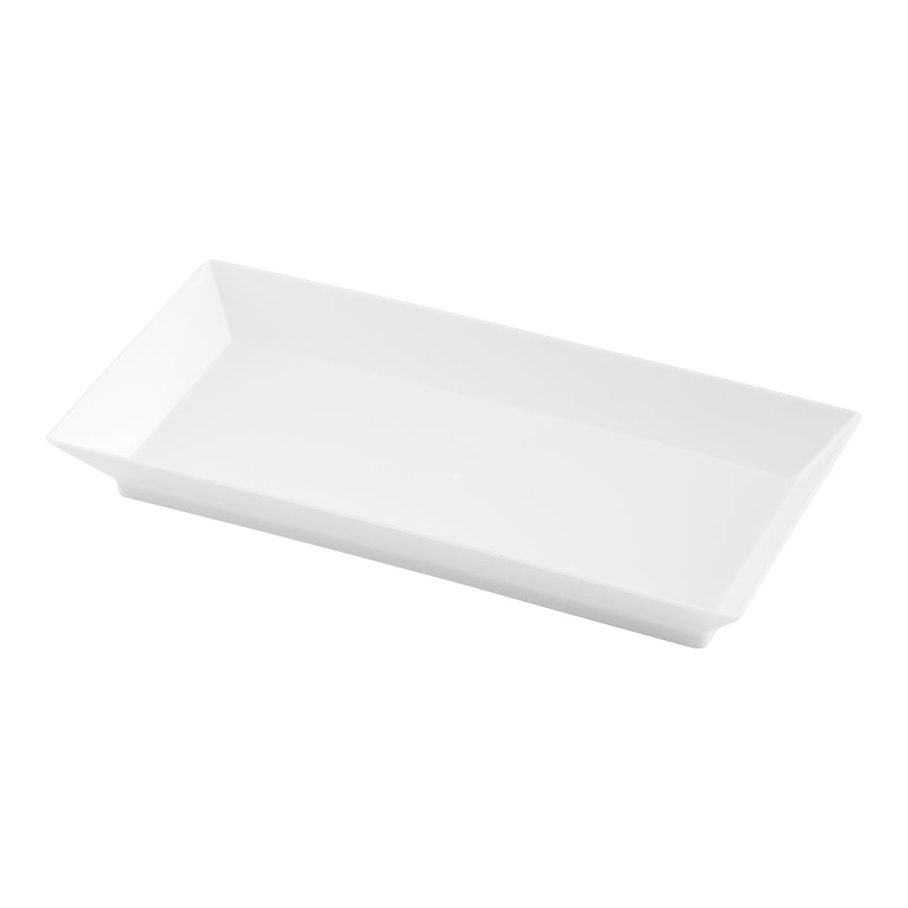 Mini Serve 100 Rectangle White 5" Plastic Plates and 100 Silver Plastic 4" Mini Forks