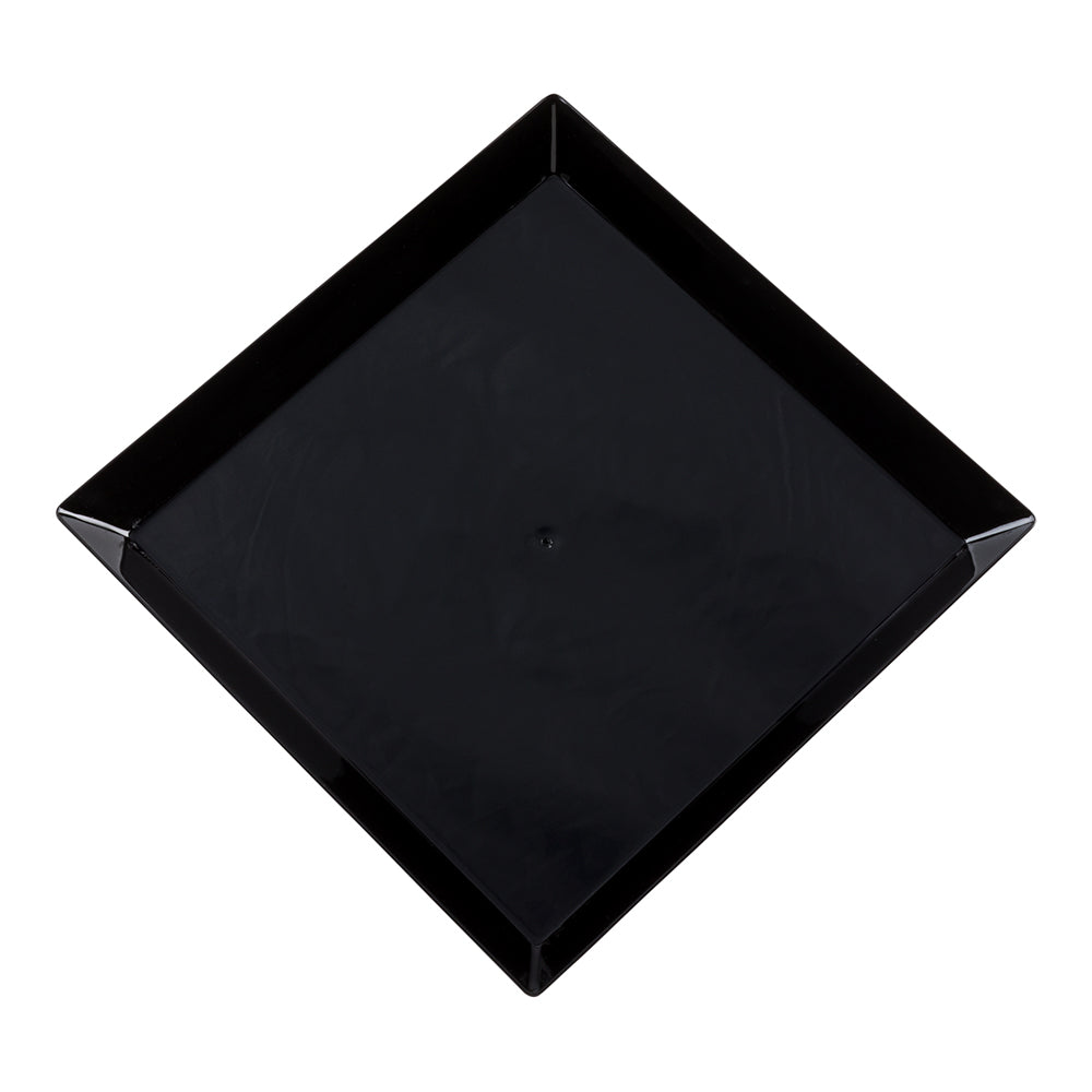 Mini Serve 100 Square Black 5" Plastic Medium Modern Plates and 100 Silver Plastic 4" Mini Forks