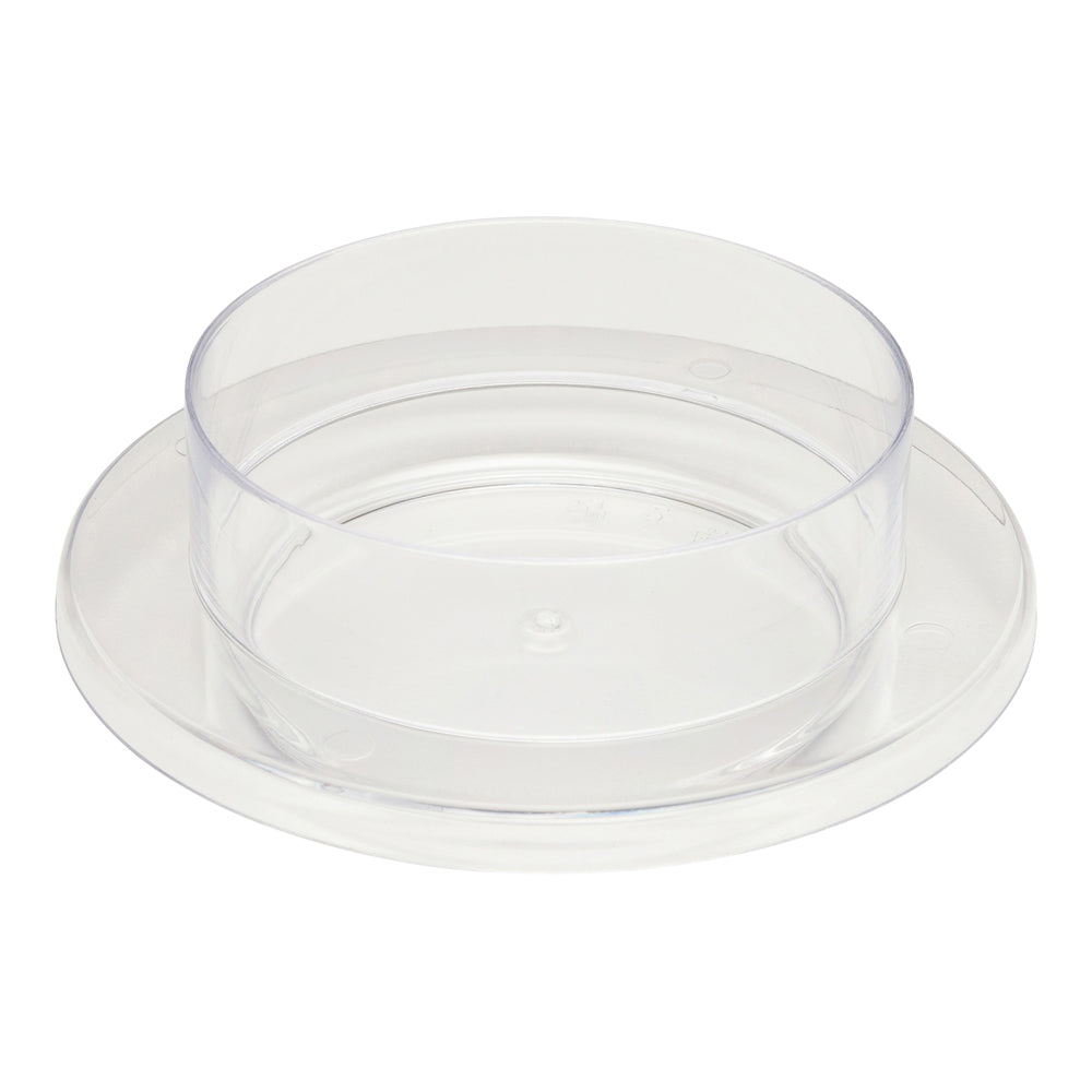 Mini Serve 100 3 oz Round Clear Plastic Gastronomique Petri Dish and 100 Silver Plastic 4" Mini Forks