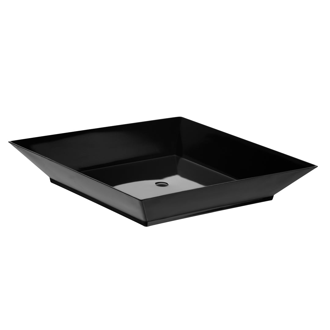 Mini Serve 100 Square Black 3.9" Plastic Small Modern Plates and 100 Silver Plastic 4" Mini Forks