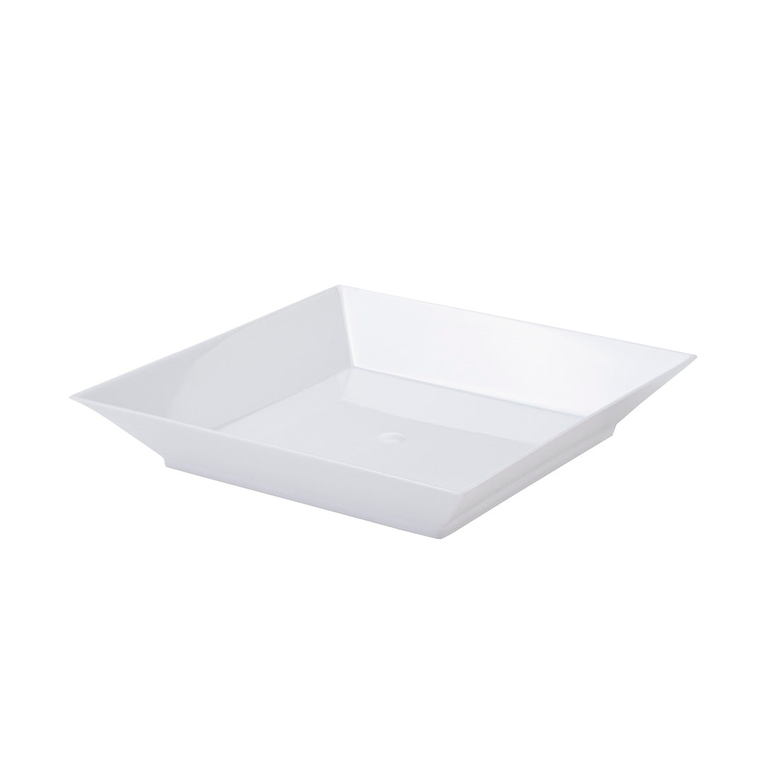 Mini Serve 100 Square White 3.9" Plastic Small Modern Plates and 100 Silver Plastic 4" Mini Forks