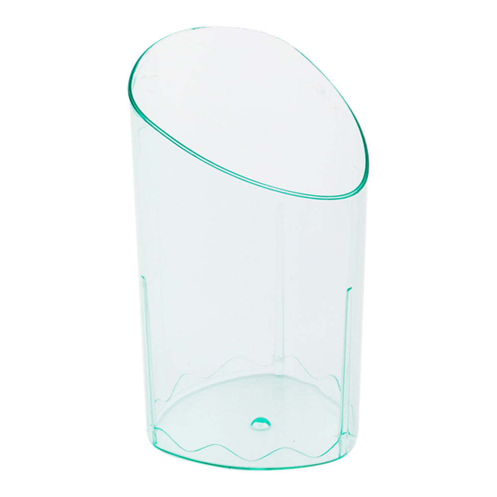 Mini Serve 100 3 oz Seagreen Plastic Triangolo Shot Glass and 100 Silver Plastic 4" Mini Forks