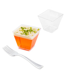 Mini Serve 300 2 oz Square Clear Plastic Mini Kova Cups and 300 Silver Plastic 4