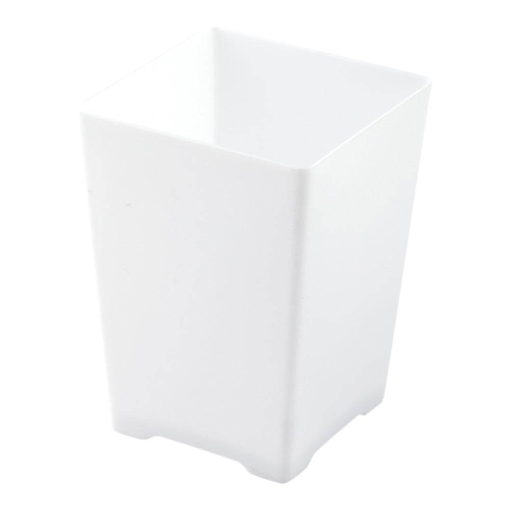 Mini Serve 100 4 oz Square White Plastic Tall Quadrato Cups and 100 Silver Plastic 4" Mini Forks