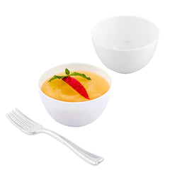 Mini Serve 100 4 oz Round White Plastic Bodega Cups and 100 Silver Plastic 4