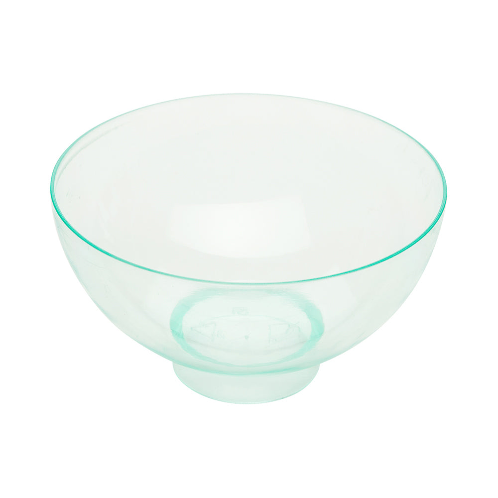 Mini Serve 100 2 oz Round Seagreen Plastic Coppa Bowls and 100 Silver Plastic 4" Mini Forks