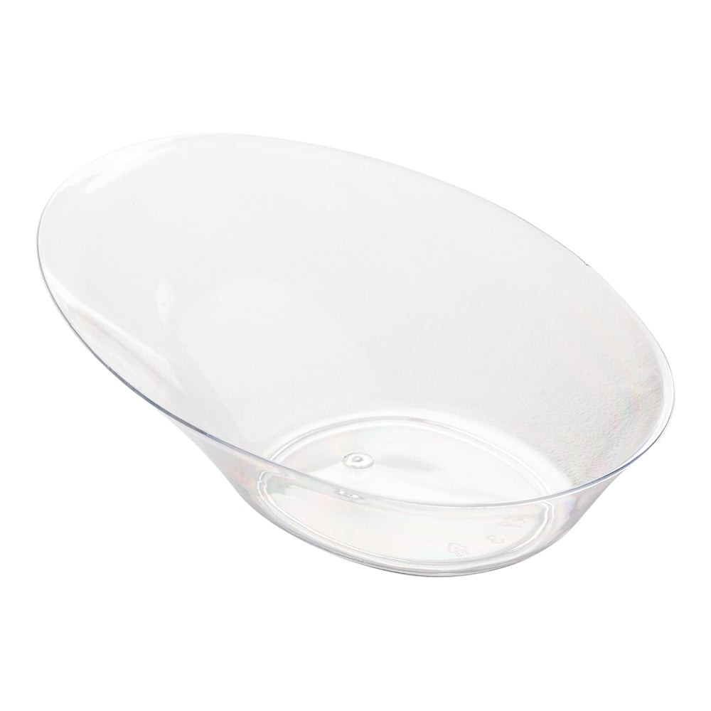 Mini Serve 100 Oval Clear 4" Plastic Ellipse Dish and 100 Silver Plastic 4" Mini Forks