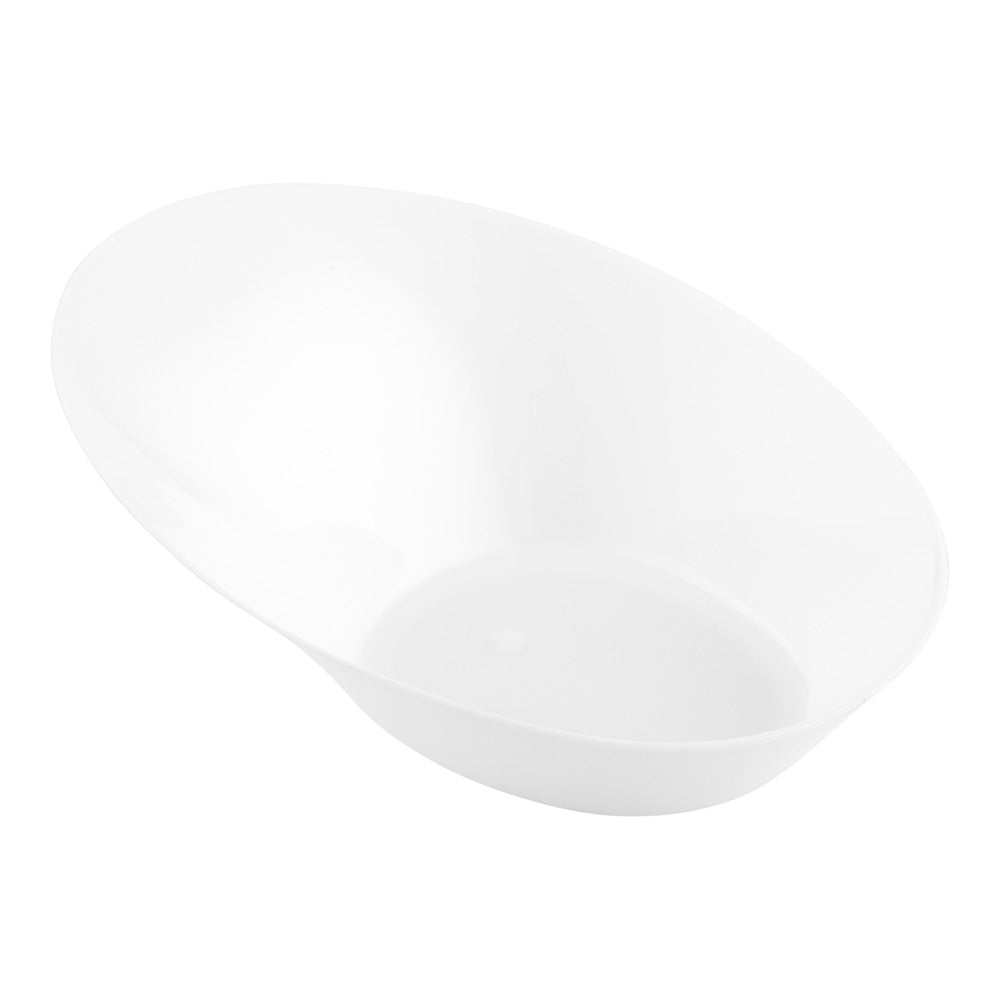 Mini Serve 100 Oval White 4" Plastic Ellipse Dish and 100 Silver Plastic 4" Mini Forks