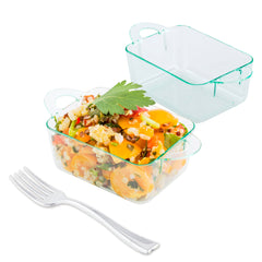 Mini Serve 100 3 oz Rectangle Seagreen Plastic Cocottes and 100 Silver Plastic 4