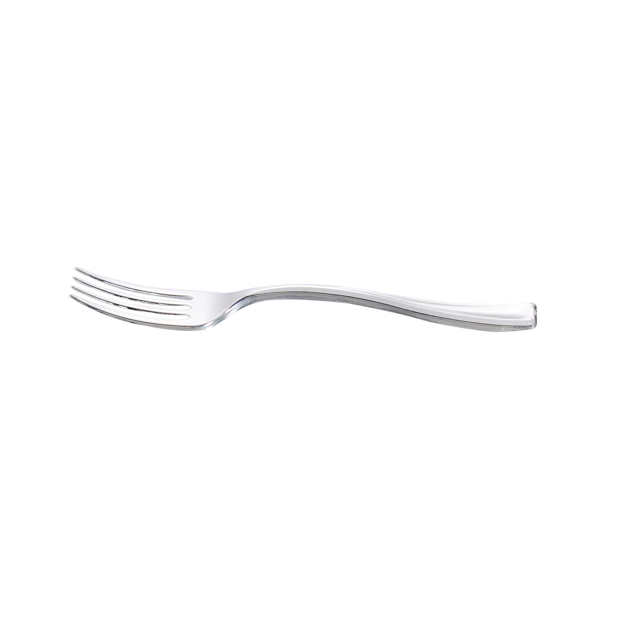 Mini Serve 100 3 oz Round White Plastic Mini Infinity Pots and 100 Silver Plastic 4" Mini Forks