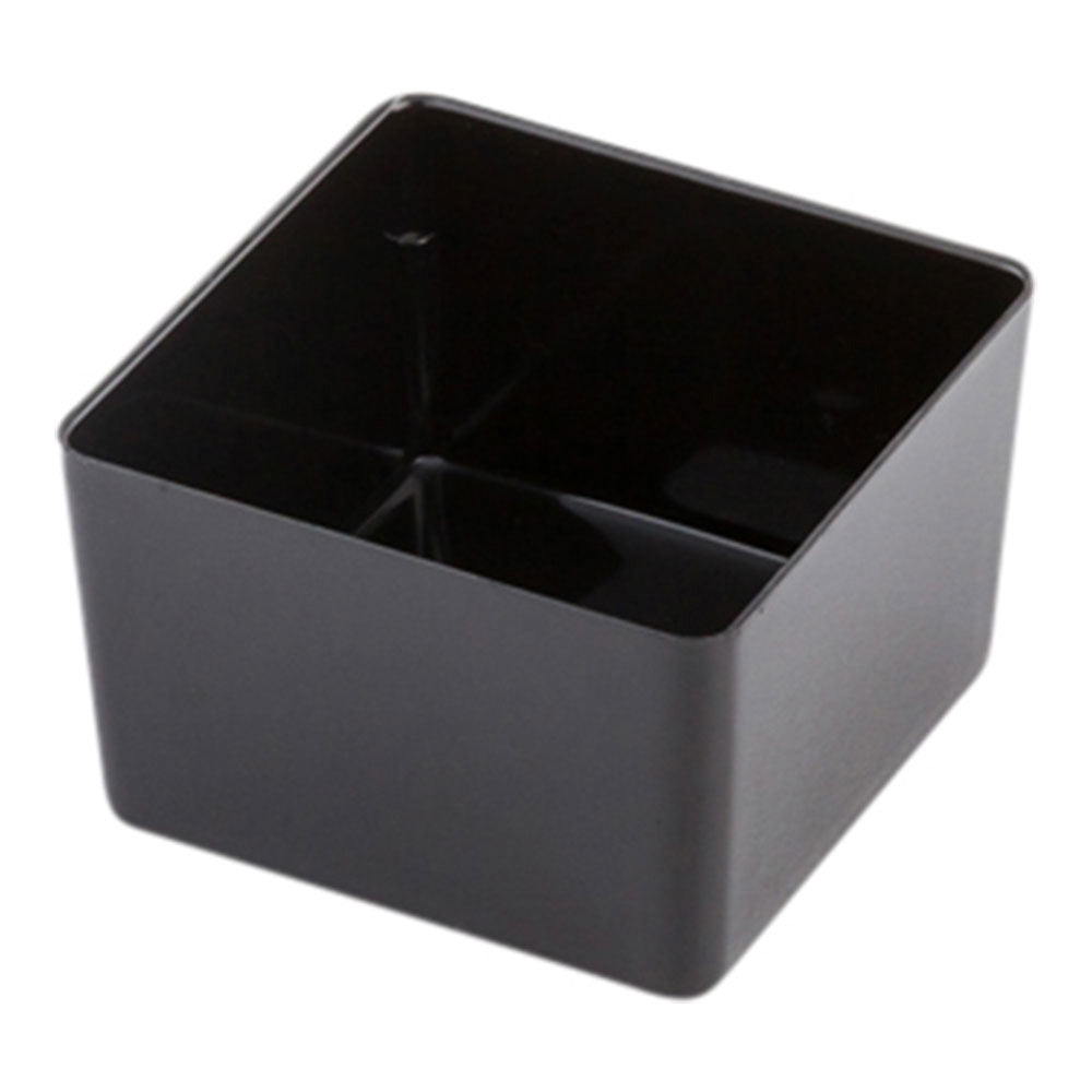 Mini Serve 100 2 oz Square Black Plastic Short Quadrato Cups and 100 Silver Plastic 4" Mini Forks