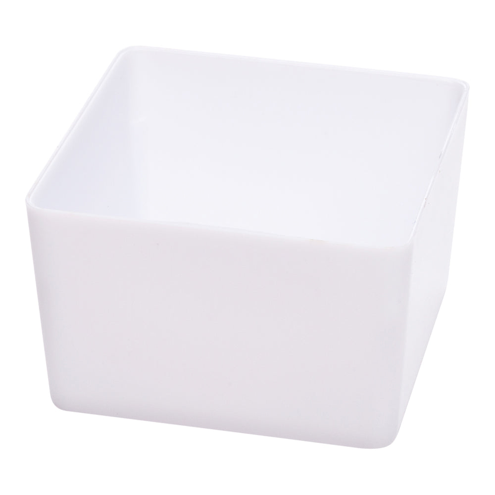 Mini Serve 100 2 oz Square White Plastic Short Quadrato Cups and 100 Silver Plastic 4" Mini Forks