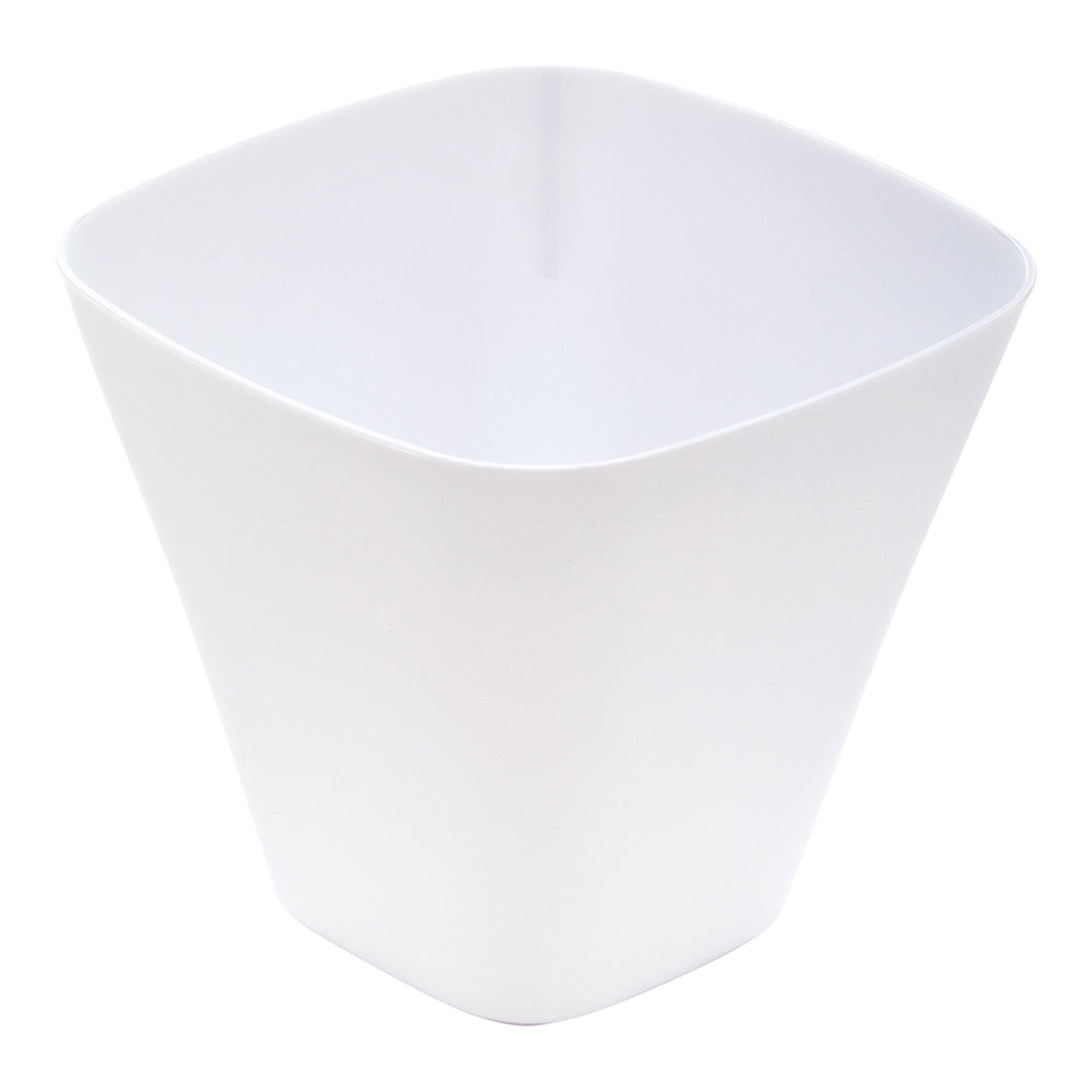Mini Serve 100 4 oz Square White Plastic Bellissima Tasting Cups and 100 Silver Plastic 4" Mini Forks