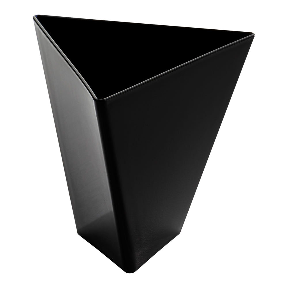 Mini Serve 100 4 oz Black Plastic Torcente Dessert Cups and 100 Silver Plastic 4" Mini Forks