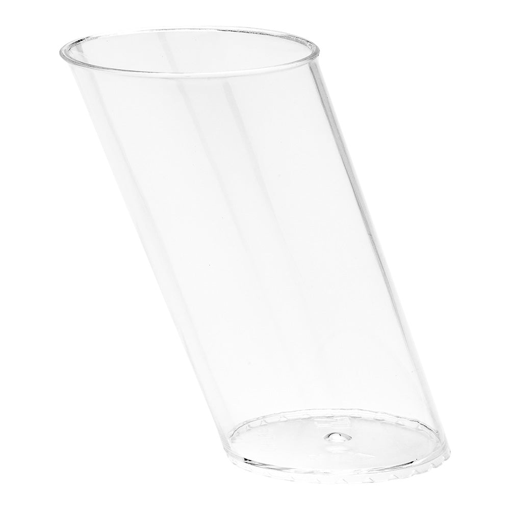 Mini Serve 100 3 oz Round Clear Plastic Mini Slope Cups and 100 Silver Plastic 4" Mini Forks