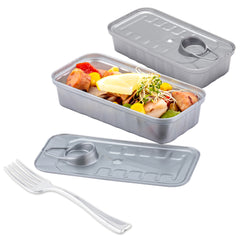 Mini Serve 100 2 oz Rectangle Silver Plastic Tin Cans and 100 Silver Plastic 4