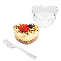 Mini Serve 100 5 oz Clear Plastic Mini Heart Cups and 100 Silver Plastic 4