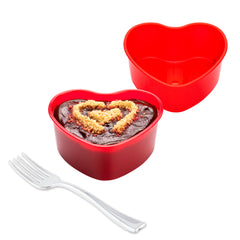 Mini Serve 100 5 oz Red Plastic Mini Heart Cups and 100 Silver Plastic 4