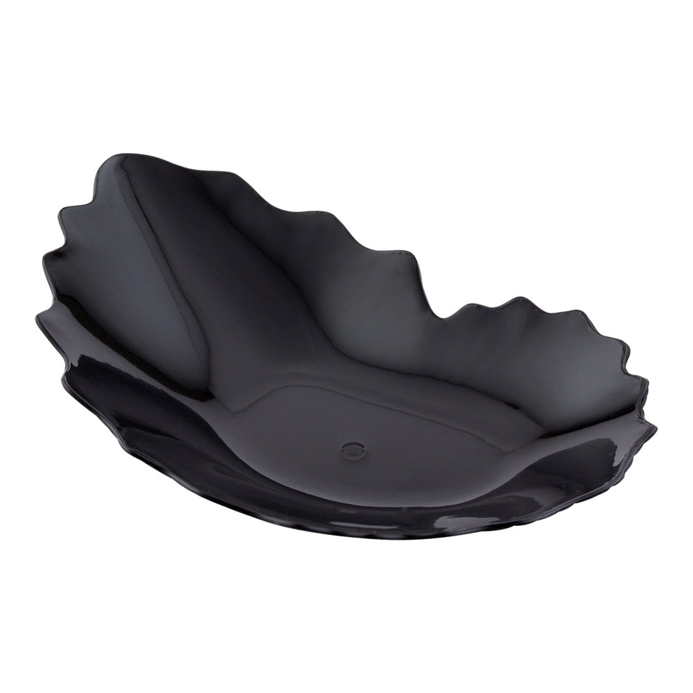 Mini Serve 100 Black Plastic 3.25" Mini Coquille Plates and 100 Silver Plastic 4" Mini Spoons