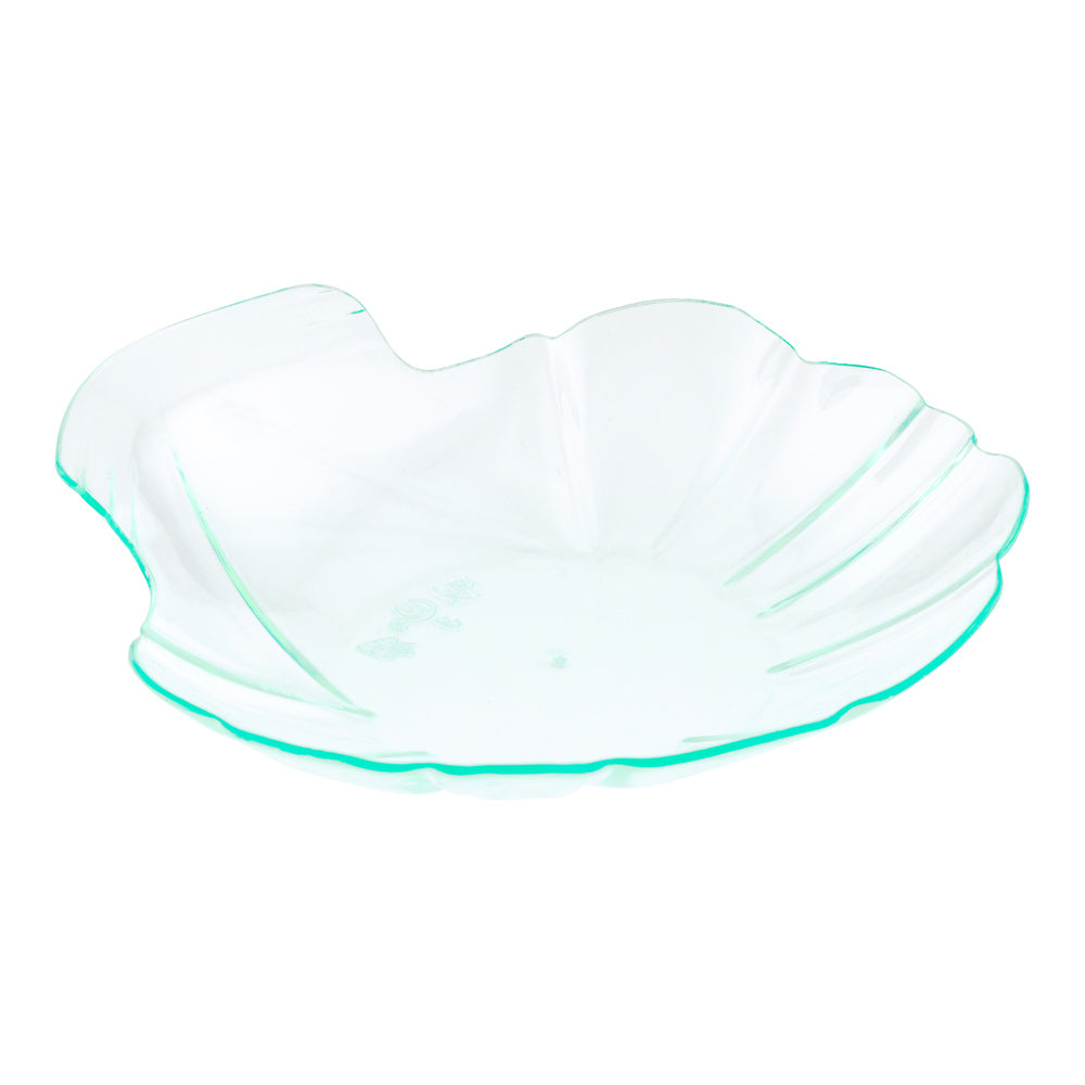 Mini Serve 100 Seagreen Plastic 3.25" Shell Plates and 100 Silver Plastic 4" Mini Spoons