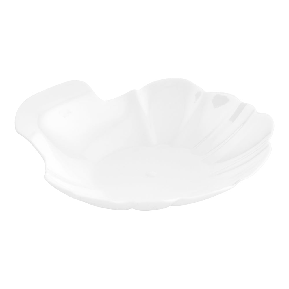 Mini Serve 100 White Plastic 3.25" Shell Plates and 100 Silver Plastic 4" Mini Spoons