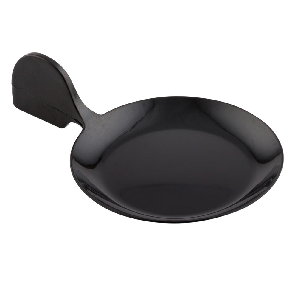 Mini Serve 100 Black 3.7" Plastic Fish Tasting Plates and 100 Silver Plastic 4" Mini Spoons