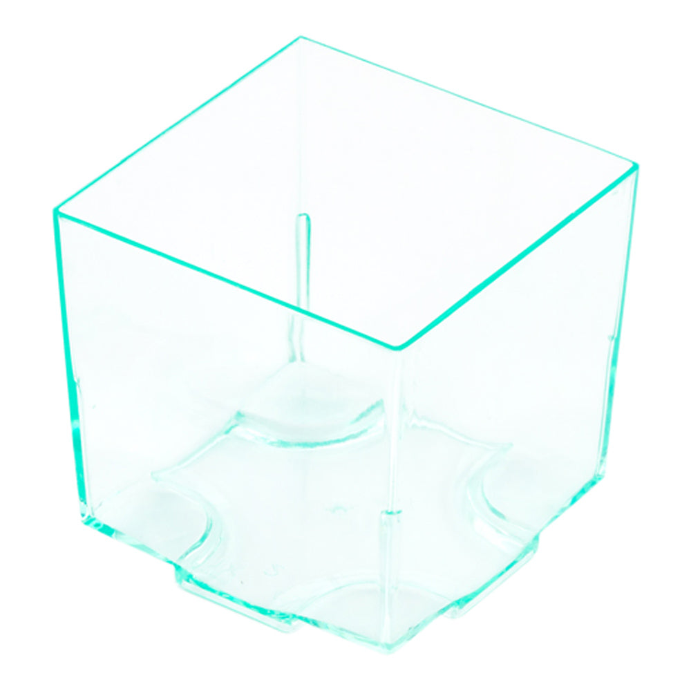 Mini Serve 100 3 oz Square Seagreen Plastic Quadrato Cups and 100 Silver Plastic 4" Mini Spoons