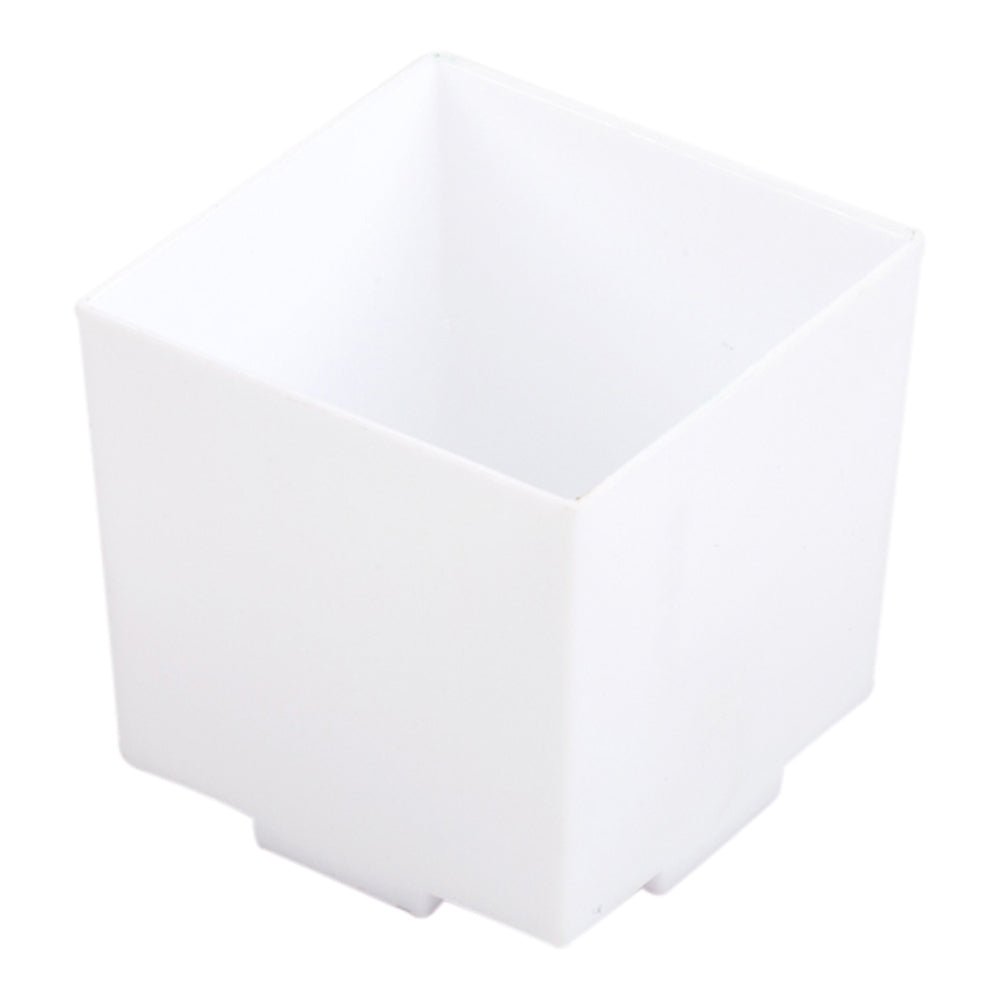 Mini Serve 100 3 oz Square White Plastic Quadrato Cups and 100 Silver Plastic 4" Mini Spoons