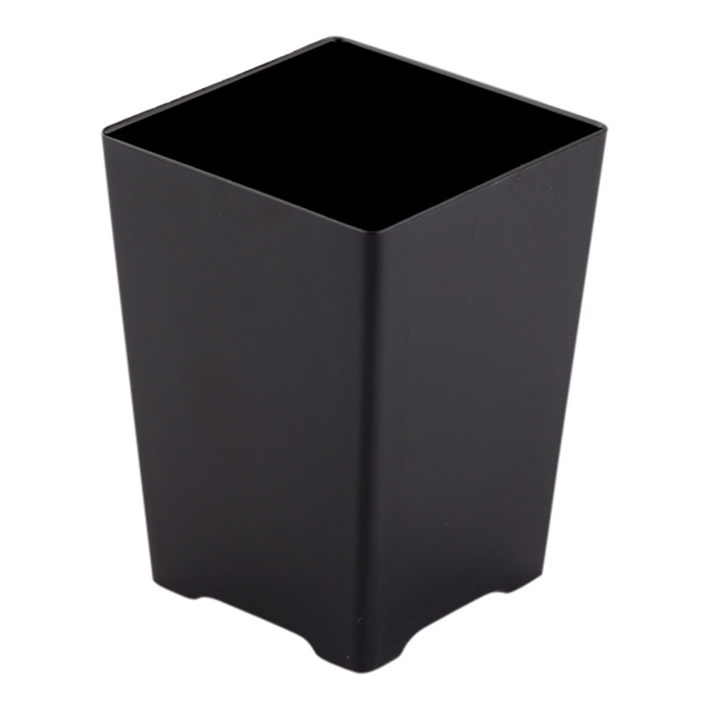 Mini Serve Bundle: 100 4 oz Square Black Plastic Tall Quadrato Cups with 100 Silver Plastic 4" Mini Spoons