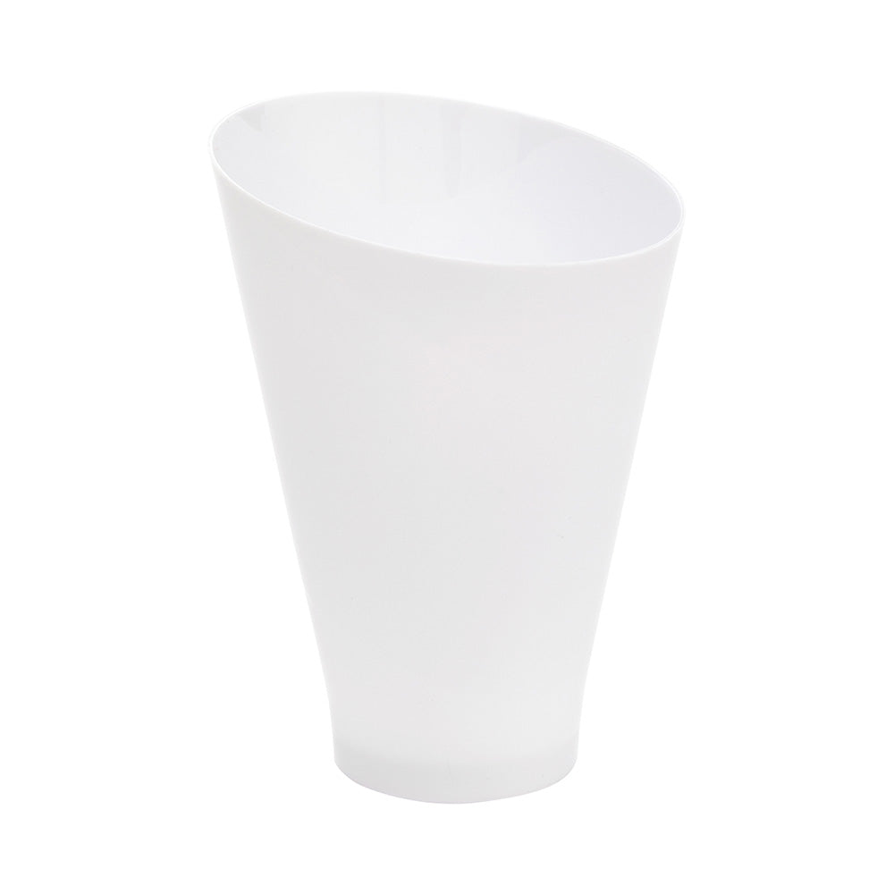 Mini Serve 100 7 oz Round White Plastic Incline Glass and 100 Silver Plastic 4" Mini Spoons