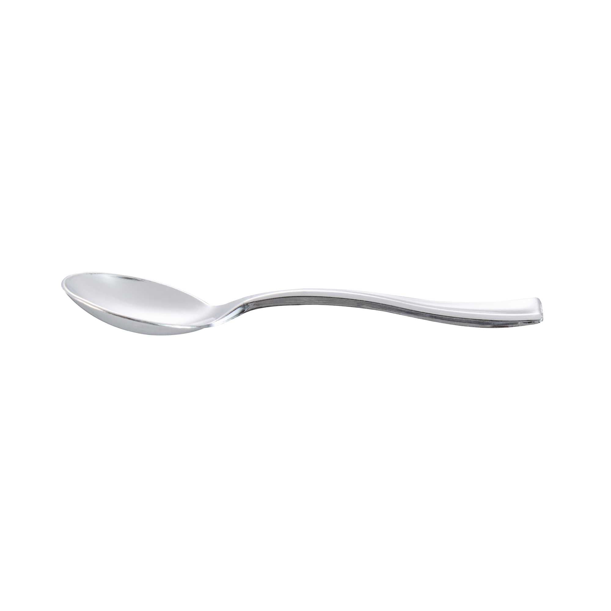 Mini Serve 100 6 oz Round Clear Plastic Cylindro Cups and 100 Silver Plastic 4" Mini Spoons