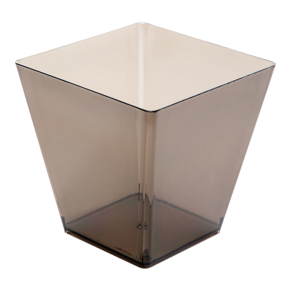 Mini Serve 100 8 oz Square Smoked Gray Plastic Large Kova Cups and 100 Silver Plastic 4" Mini Spoons