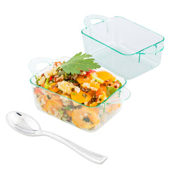 Mini Serve 100 3 oz Rectangle Seagreen Plastic Cocottes and 100 Silver Plastic 4