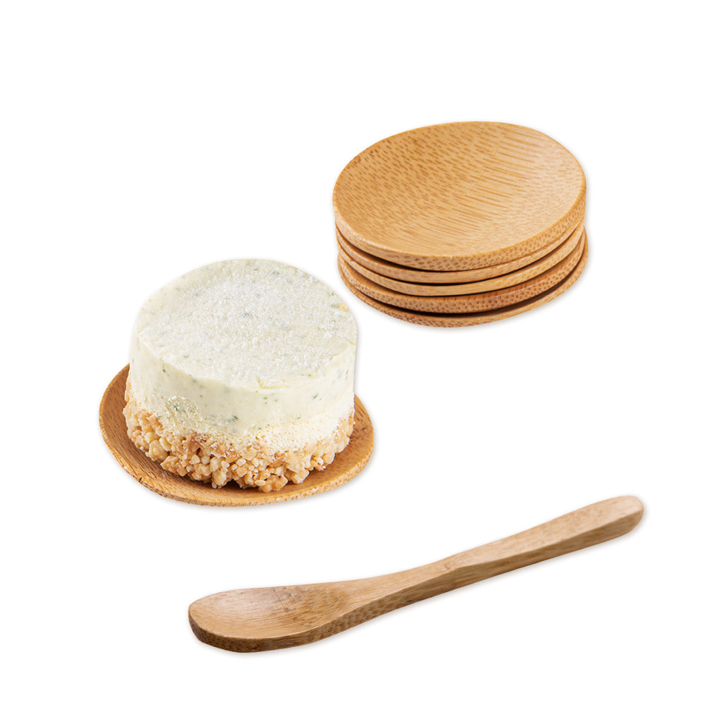 Bambuddha 100 Round Natural 2.5" Bamboo Dishes and 100 Natural Bamboo 3.5" Mini Spoons